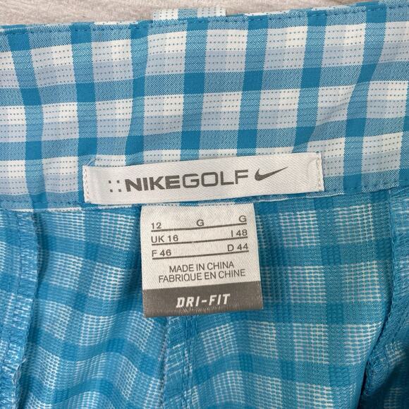 Nike Golf Shorts Womens 12 Blue Plaid Checks Dri Fit Stretch Bermuda Lightweight - Picture 10 of 11